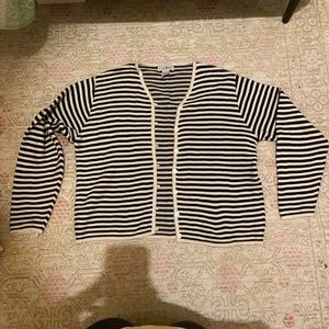 LL BEAN vintage cream and black striped cardigan